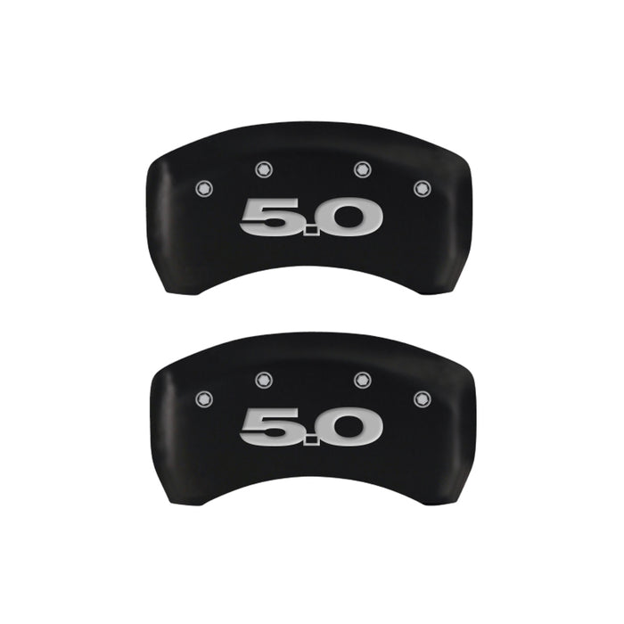 MGP 4 Caliper Covers Engraved Front Mustang Engraved Rear 50 Red finish silver ch