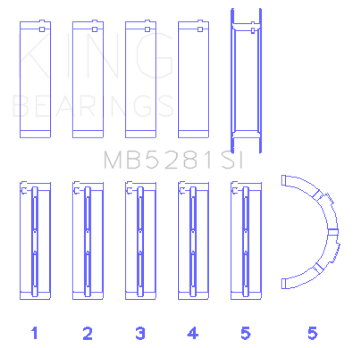 King Engine Bearings Ford 281CI 4.6L V8 (Size +0.5) Main Bearing Set