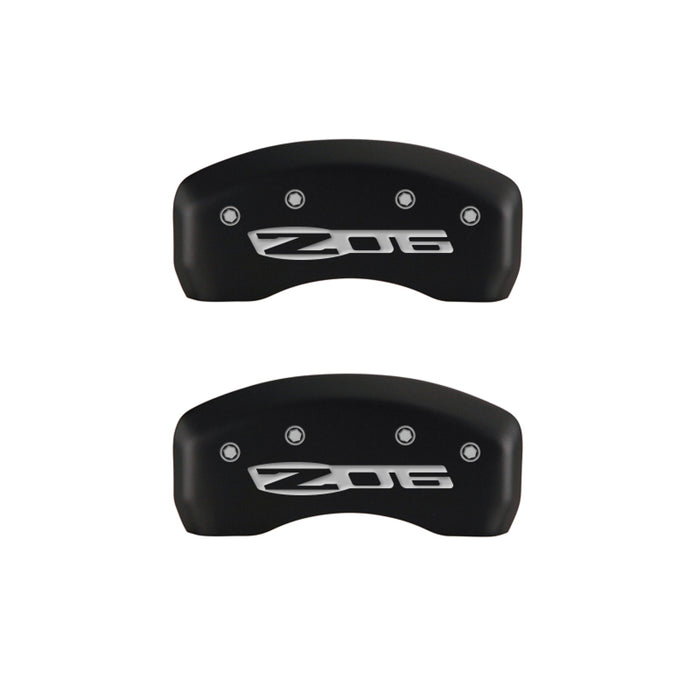 MGP 4 Caliper Covers Engraved Front C5/Corvette Engraved Rear C5/Z06 Red finish silver ch