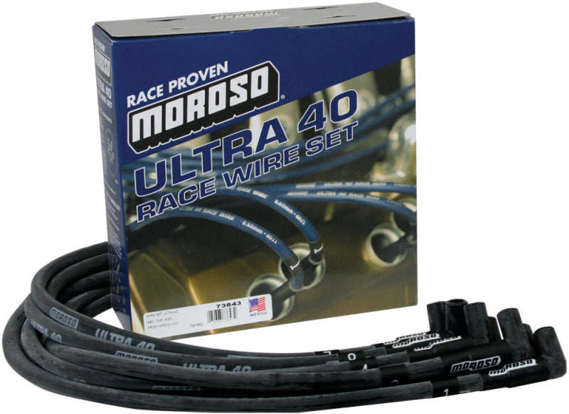 Moroso Chevrolet Big Block (w/Jesel) Ignition Wire Set - Ultra 40 - Sleeved - 90 Degree - Black