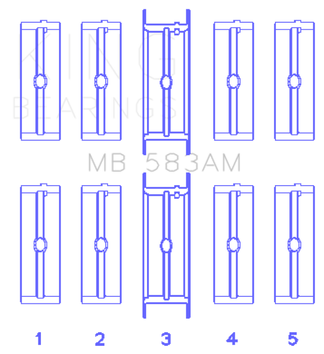 King Engine Bearings Ford 239/256/272/292 Crankshaft Main Bearing Set