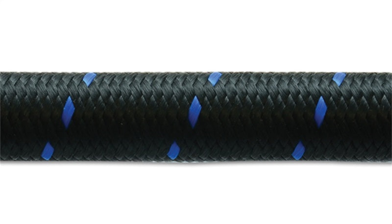 Vibrant -4 AN Two-Tone Black/Blue Nylon Braided Flex Hose (10 foot roll)