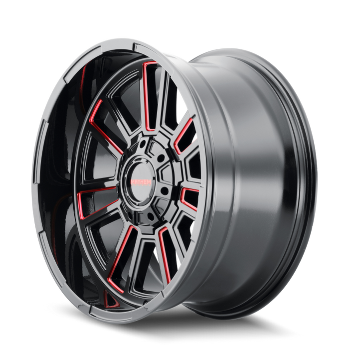 Mayhem 8115 Apollo 20x9 / 8x165.1 BP / 18mm Offset / 125.2mm Hub Black w/ Prism Red Wheel