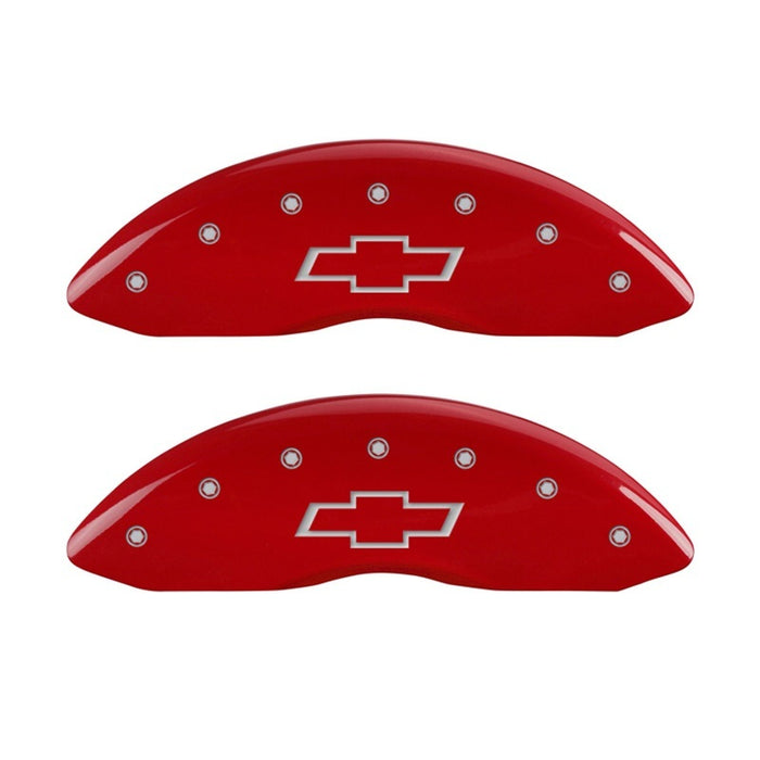 MGP Front set 2 Caliper Covers Engraved Front Bowtie Red finish silver ch