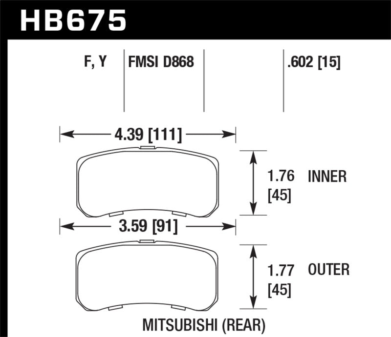 Hawk 09+ Mitsubishi Lancer Ralliart / 08+ Lancer GTS HPS Street Rear Brake Pads