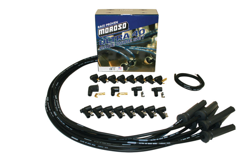 Moroso GM Pro Stock/Brodix PB201/CFE Ignition Wire Set - Ultra 40 - Unsleeved - Black