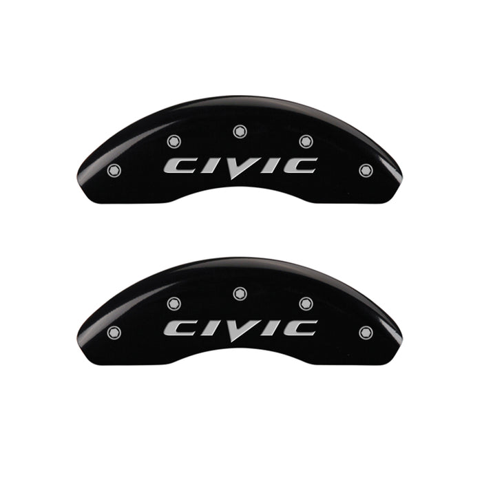 MGP 4 Caliper Covers Engraved Front & Rear MGP Yellow Finish Black Char 2017 Honda Civic