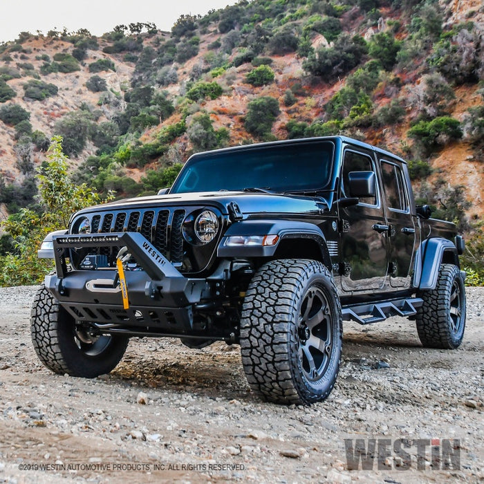 Westin 18-19 Jeep Wrangler JL WJ2 Stubby Front Bumper - Textured Black