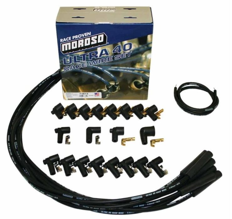 Moroso Universal Ignition Wire Set - Ultra 40 - Unsleeved - Straight - Black