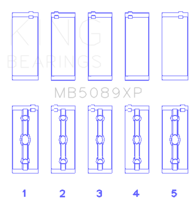 King Engine Bearings Toyota 1RZ/2RZ/3RZ Crankshaft Main Bearing Set (Set of 5)