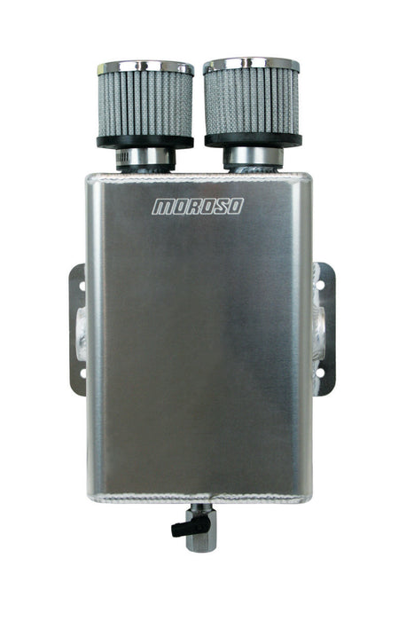 Moroso Breather Tank/Catch Can -16An Female Inlet - One on Each Side - Two Breathers - Aluminum