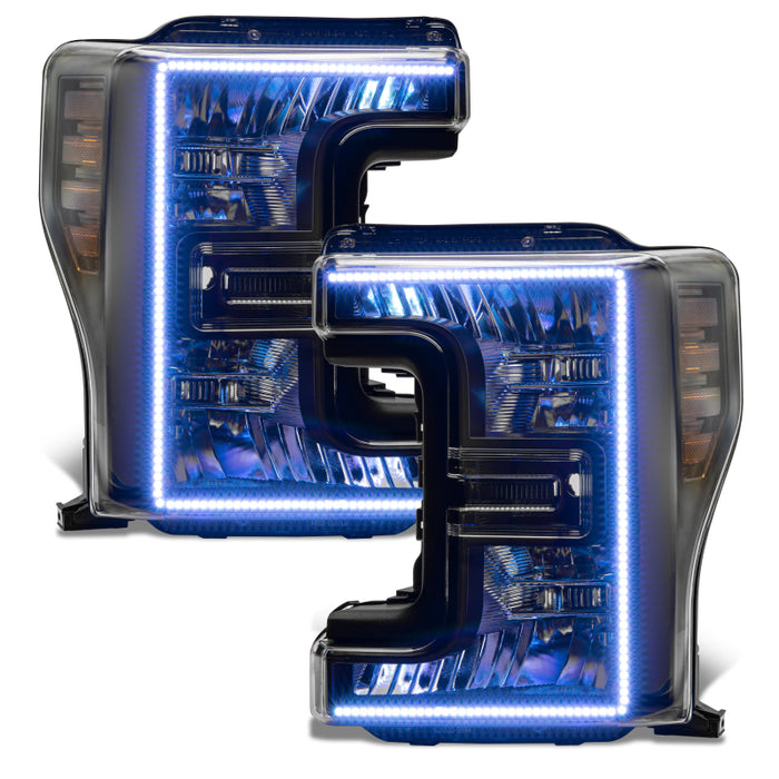 Oracle 17-19 Ford F-250 SD Dynamic Pre-Assembled Headlights - Halogen - Black Edition -