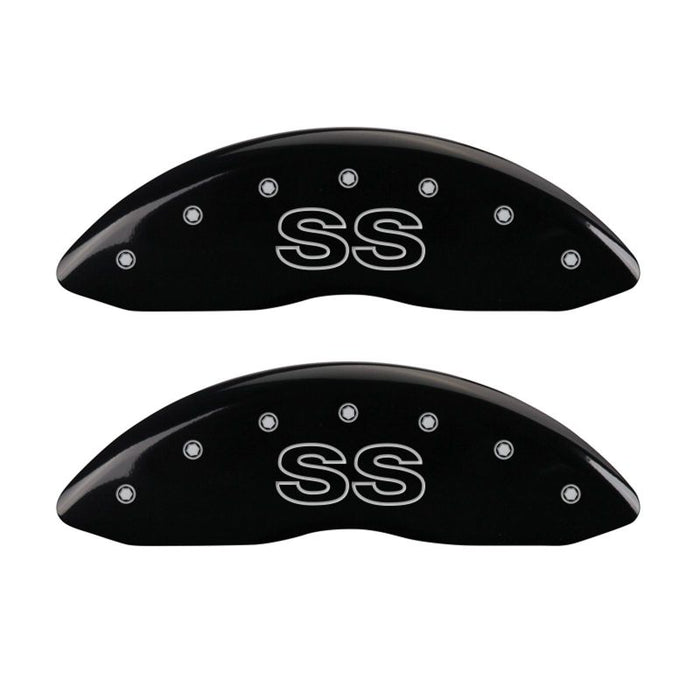 MGP 4 Caliper Covers Engraved Front & Rear Classic/SS Black finish silver ch