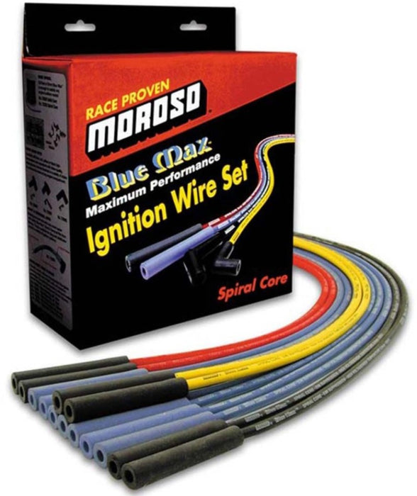 Moroso Universal Ignition Wire Set - 4 Cyl - Blue Max - Spiral Core - Unsleeved - Straight - Blue