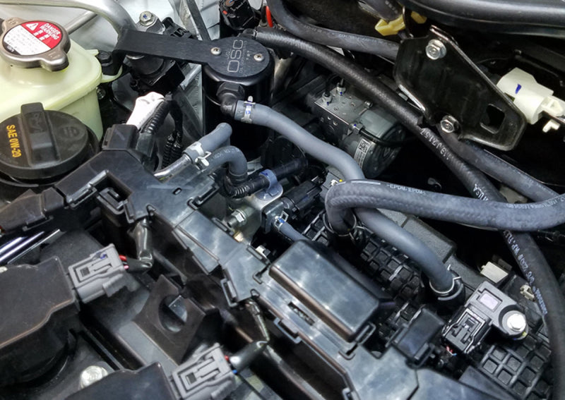 J&amp;L 16-21 Honda Civic 1.5L Turbo (EX &amp; Si) Passenger Side Oil Separator 3.0 - Black Anodized