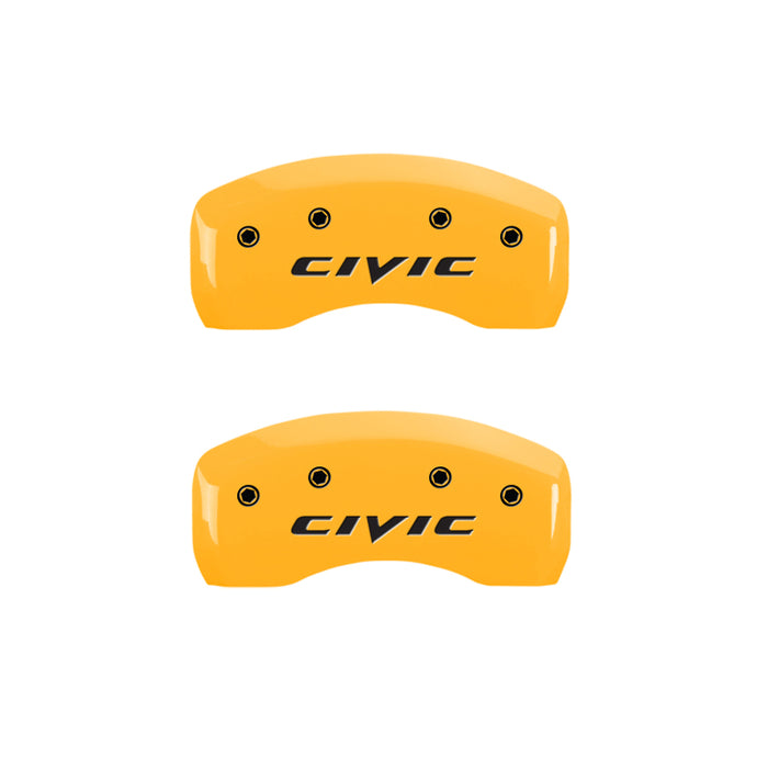 MGP 4 Caliper Covers Engraved Front & Rear MGP Yellow Finish Black Char 2007 Honda Civic