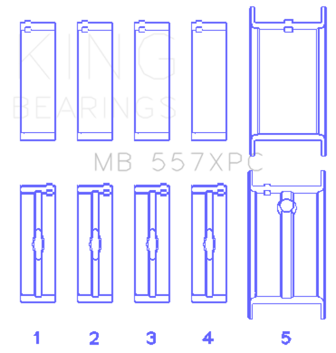 King GM 262/267/302/307/327/350 (Size .020) Coated Performance Main Bearing Set
