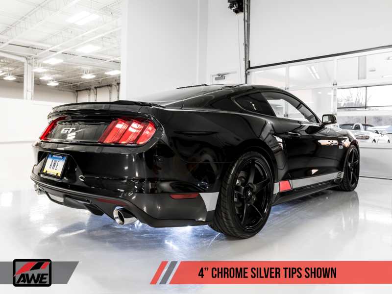 AWE Tuning S550 Mustang GT Cat-Back Exhaust - Track Edition (Chrome Silver Tips)
