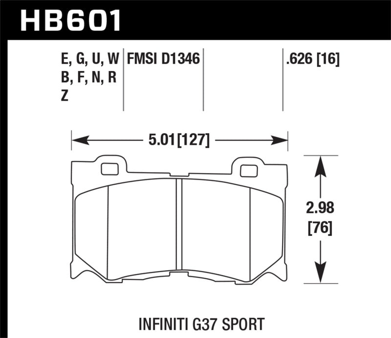 Hawk 10-11 Infiniti FX50 / 09-10 G37 / 09-10 Nissan 370Z DTC-60 Race Front Brake Pads