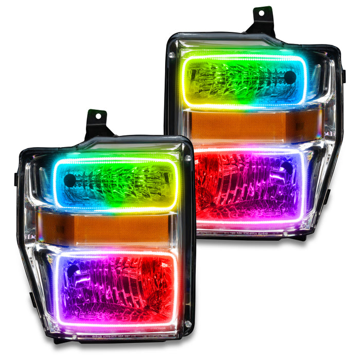Oracle 08-10 Ford F250/350 Pre-Assembled Halo Headlights- Chrome Housing - w/o Controller