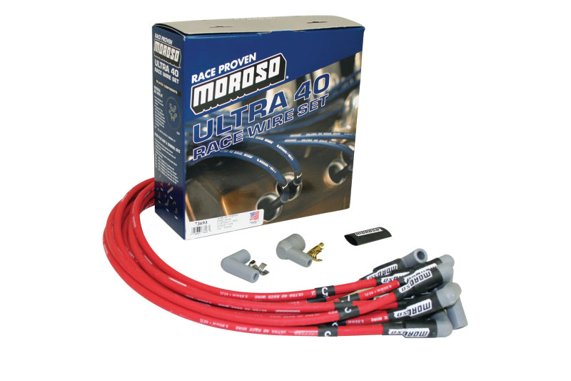 Moroso Ford 351W Ignition Wire Set - Ultra 40 - Unsleeved - HEI - Red