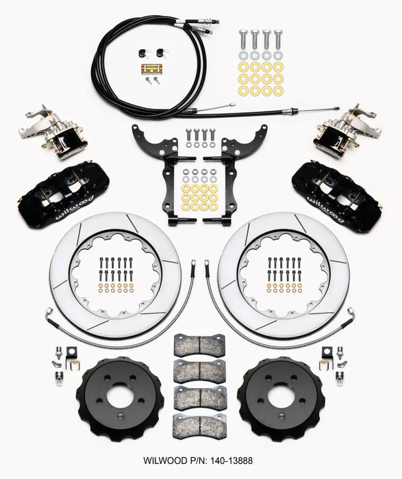 Wilwood AERO4 / MC4 Rear Kit 14.00 15-23 Mustang w/Lines & Cables