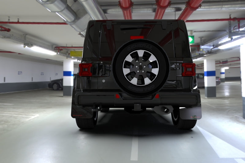 Rally Armor 18-25 Jeep JL Wrangler Black UR Mud Flap w/Red Logo