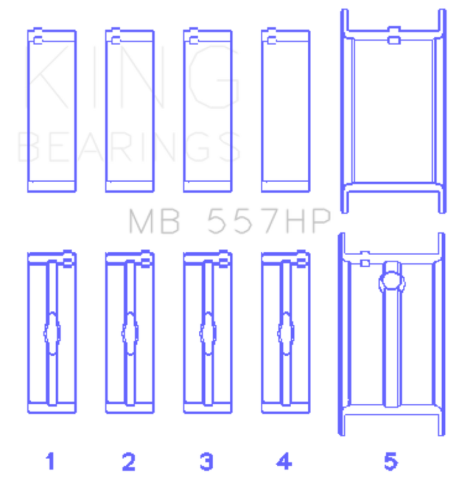 King GM 262/267/302/307/327/350 (Size 010) Performance Main Bearing Set