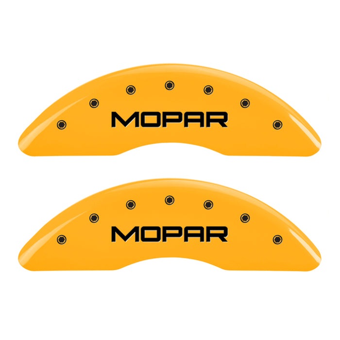 MGP 4 Caliper Covers Engraved Front & Rear MOPAR Yellow finish black ch