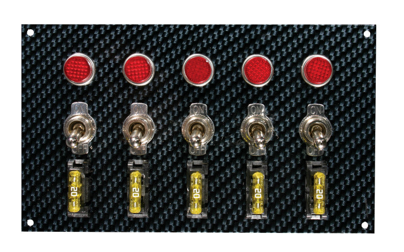 Moroso Toggle Switch Panel - Dash Mount - 4in x 6.75in - Grey/Black Fiber Design