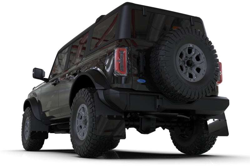 Rally Armor 21-25 Ford Bronco (Plstc Bmpr - NO Rptr/Sprt - NO RR/RB) Blk Mud Flap w/Red Logo