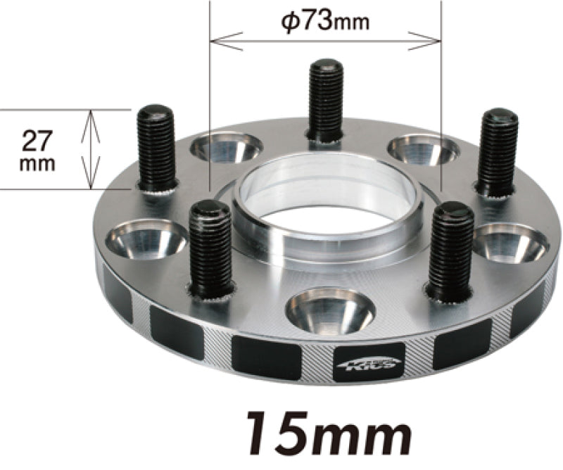 Project Kics 15mm Thick 12x1.25 66mm Hub 5x114.3 Wide Tread Spacers