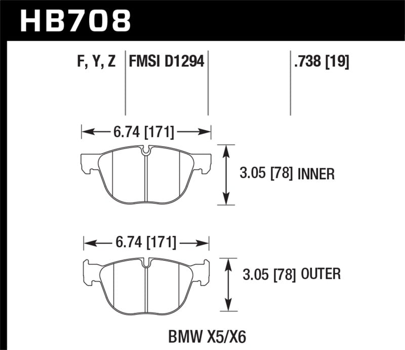 Hawk 07-16 BMW X5 / 08-16 BMW X6 LTS Street Front Brake Pads