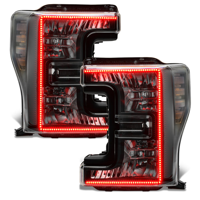 Oracle 17-19 Ford F-250 SD Dynamic Pre-Assembled Headlights - Halogen - Black Edition -