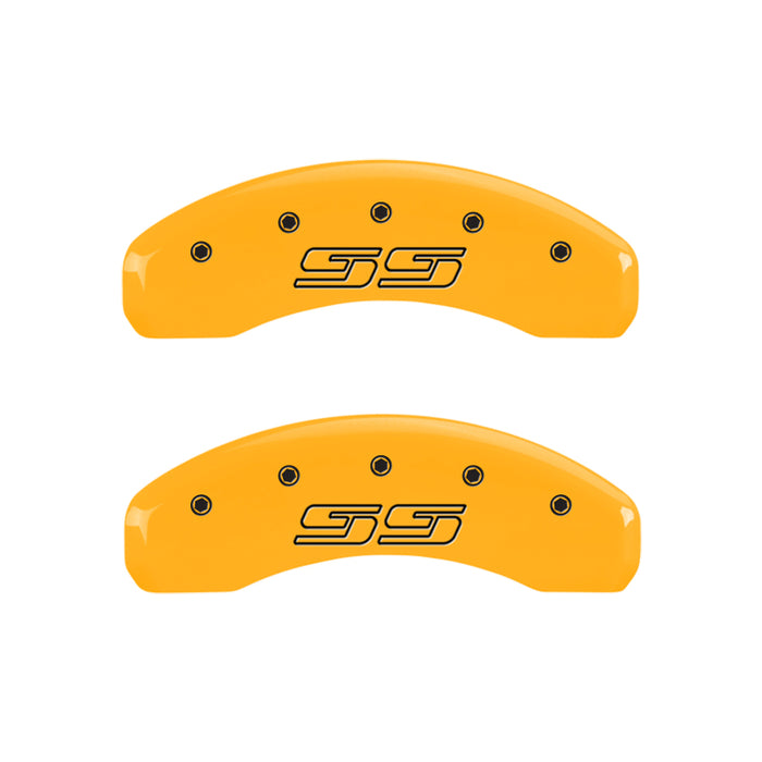 MGP 4 Caliper Covers Engraved F & R Avalanche SS Yellow Finish Blk Char 2008 Chevy Express 2500