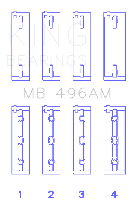 King Engine Bearings Mazda KL V6 (Size STD) Main Bearing Set of 4
