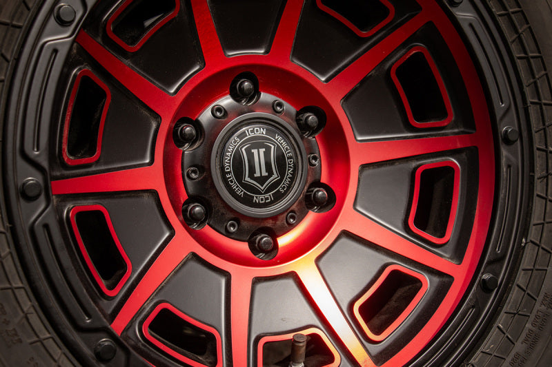 ICON Victory 17x8.5 6x135 6mm Offset 5in BS Satin Black w/Red Tint Wheel