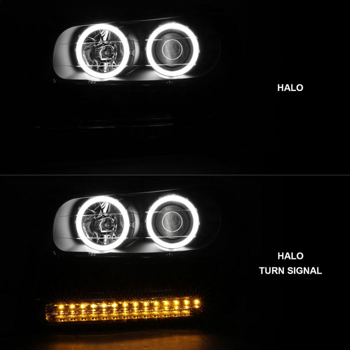 ANZO 2002-2009 Chevrolet Trailblazer Projector Headlights w/ Halo Black