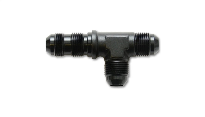 Vibrant -4AN Bulkhead Adapter Tee on Run Fittings - Anodized Black Only