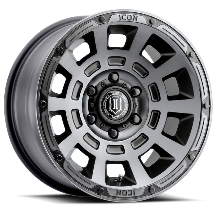 ICON Thrust 17x8.5 5x150 25mm Offset 5.75in BS Smoked Satin Black Tint Wheel