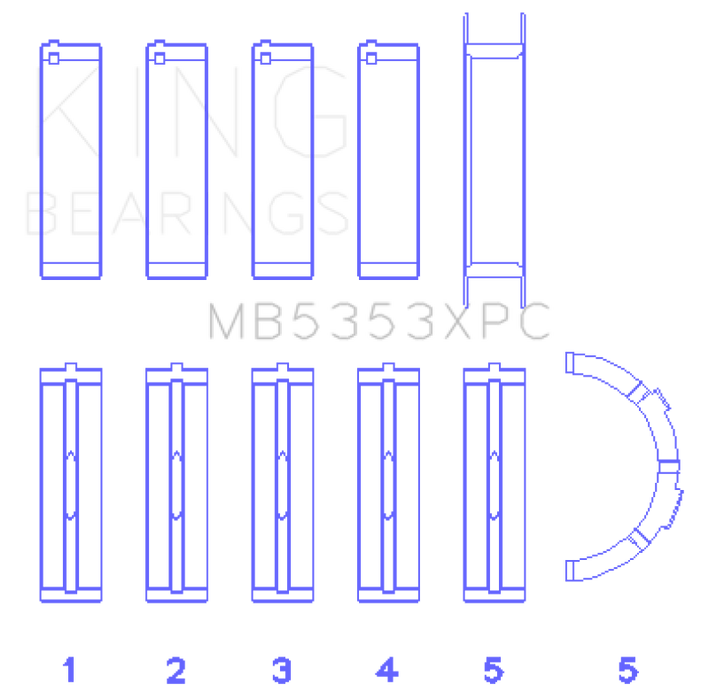 King Engine Bearings Ford 281 4.6L SOHC 16v  Performance Main Bearing Set - Coated
