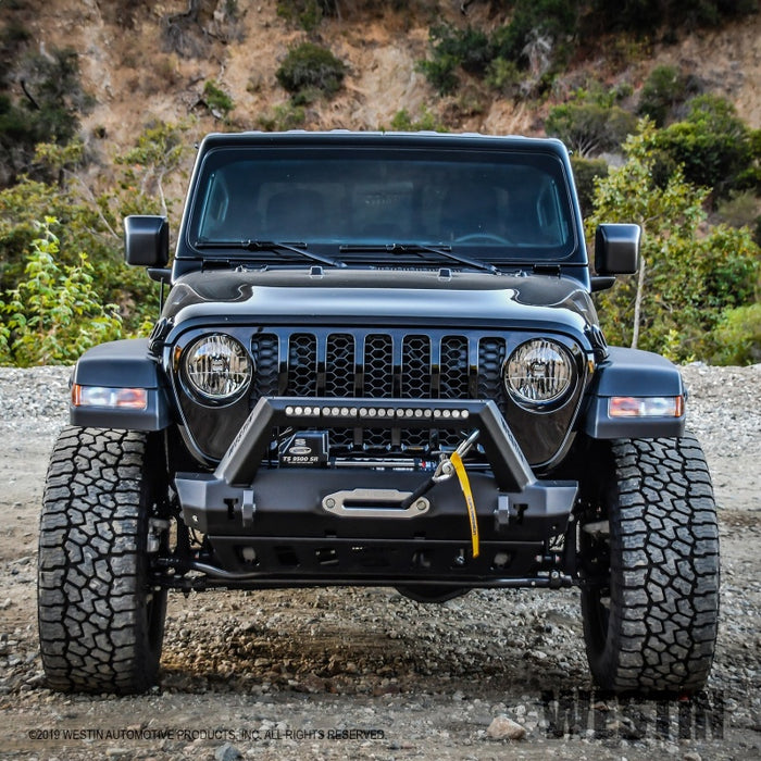Westin 18-19 Jeep Wrangler JL WJ2 Stubby Front Bumper - Textured Black
