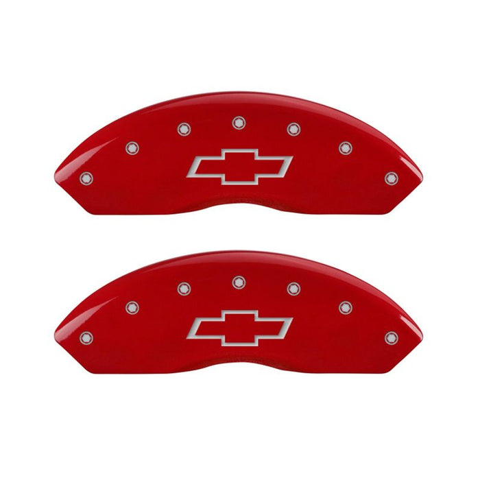 MGP 4 Caliper Covers Engraved Front & Rear Bowtie Red finish silver ch