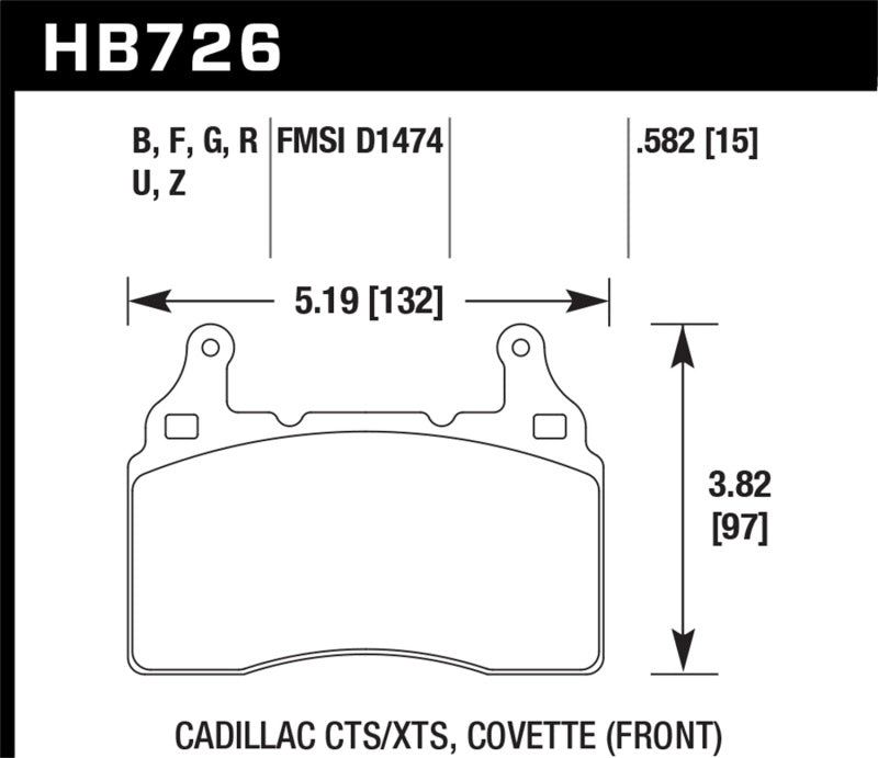 Hawk 2014 Chevrolet Corvette DTC-60 Front Brake Pads