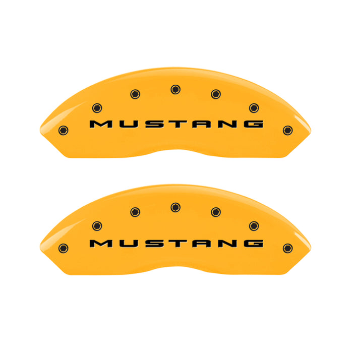MGP 4 Caliper Covers Engraved Front 2015/Mustang Engraved Rear 2015/37 Yellow finish black ch