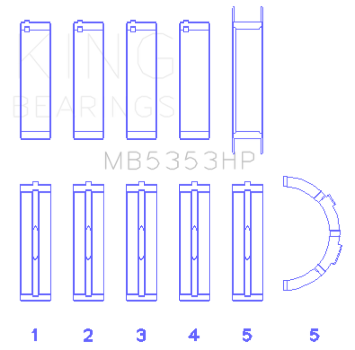King Engine Bearings Ford 281 4.6L SOHC 16V Performance Main Bearing Set - Size Standard X